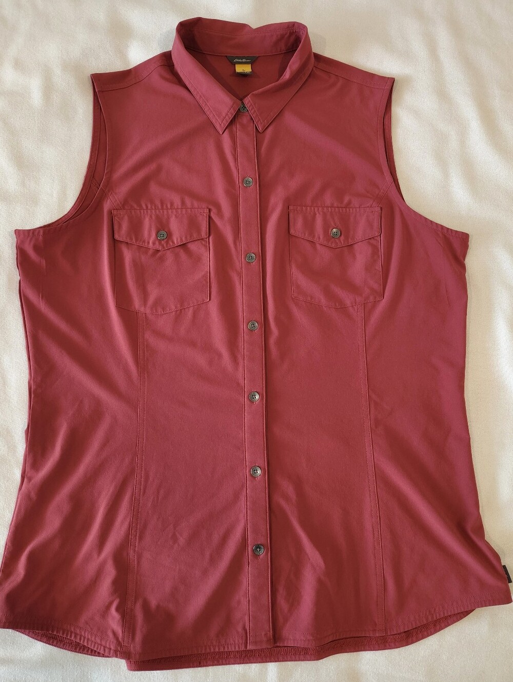 Eddie Bauer Travex XL TALL Sleeveless Button Shirt Outdoors Hiking Performance